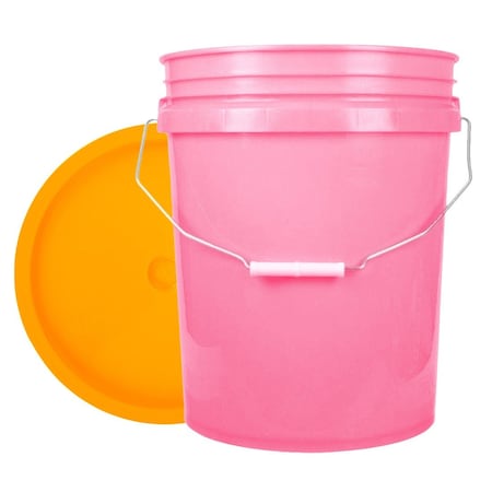 World Enterprises Bucket, 12 in H, Pink and Yellow 5PNK,345YEL